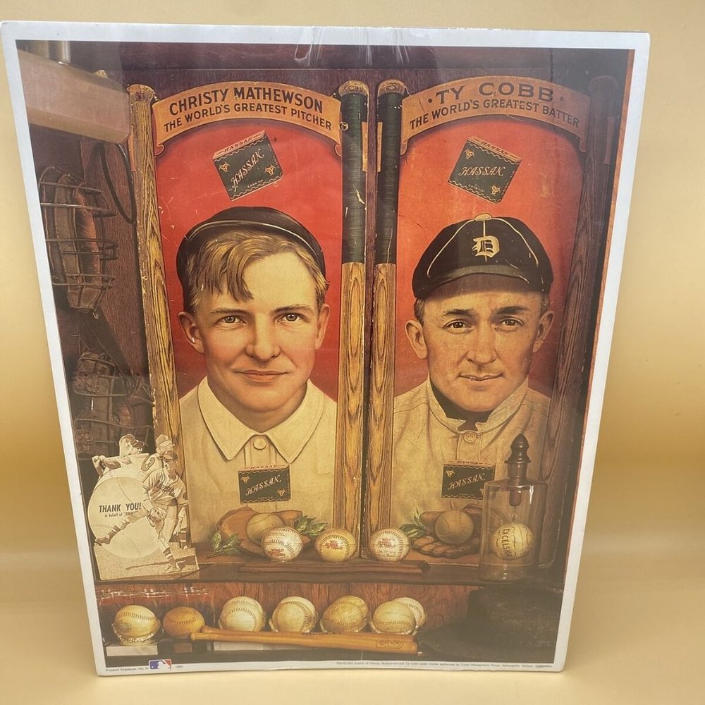Hall of Fame Christy And Ty Cobb MLB Baseball Memorabila 11" X 14" Print NIP.  C